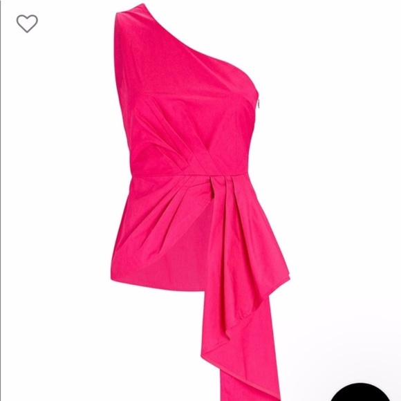 SELF-PORTRAIT One Shoulder Top Fuchsia - Picture 4 of 13